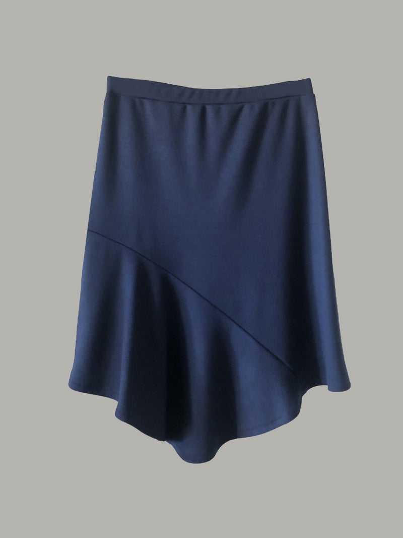 Navy asymmetrical outlet skirt